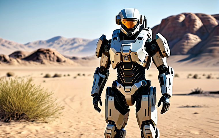 **Prompt:** A futuristic military robot, fully clothed in advanced tactical gear, standing guard in a desert environment, appropriate attire, safe for work, perfect anatomy, correct proportions, professional concept art, high quality, family-friendly.