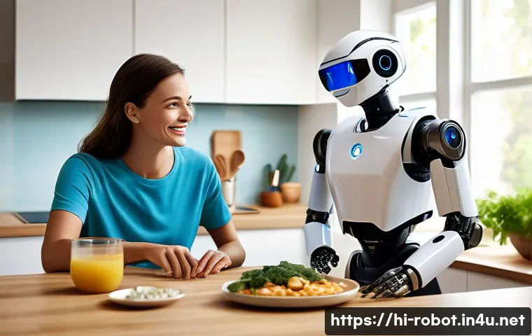 휴머노이드 로봇 - Domestic Harmony: The Home Assistant Robot**
"A warm, inviting scene in a modern, sunlit home kitch...