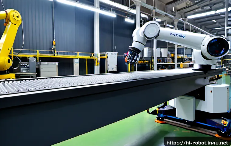 로봇 비전 기술 - Photorealistic industrial robot arm using advanced machine vision to inspect precision metal compone...